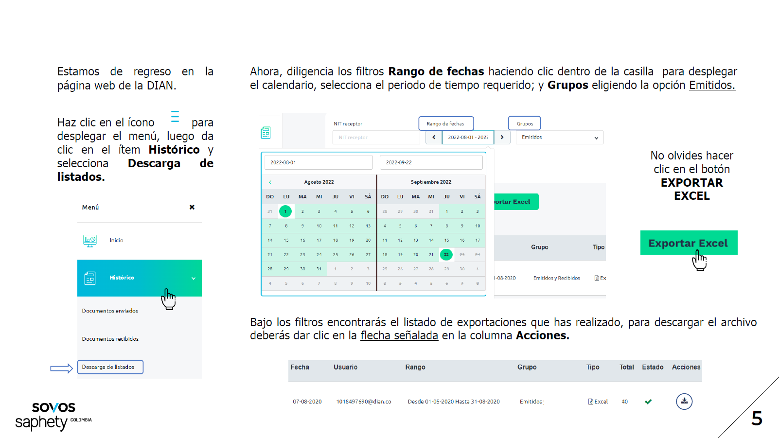 Seleccionar Rango Fechas