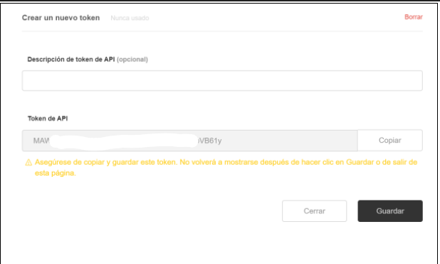 Save the token, which for security reasons is only displayed the first time.