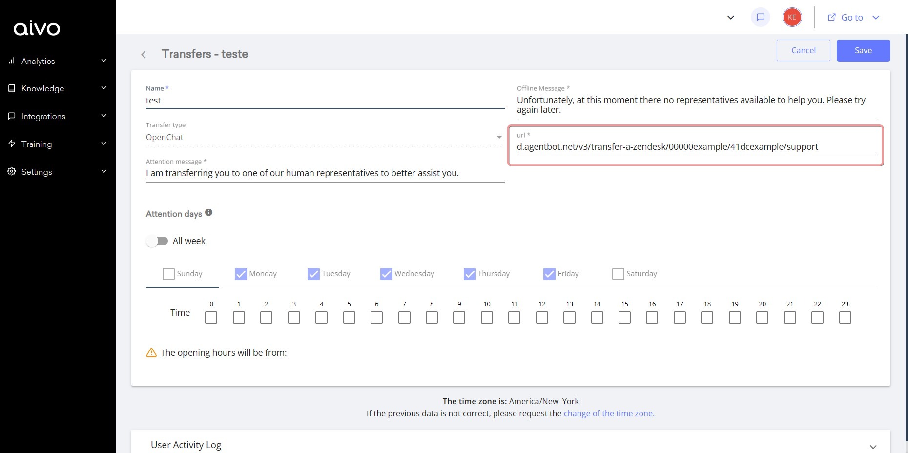 3.c. Configure the specific department or group to which you are going to refer, within the URL fiel