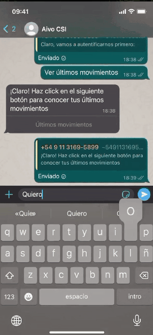 Example of interaction flow to make a transfer