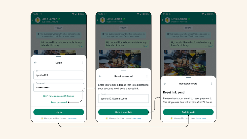 Authentication (Log in) and Reset password flow example