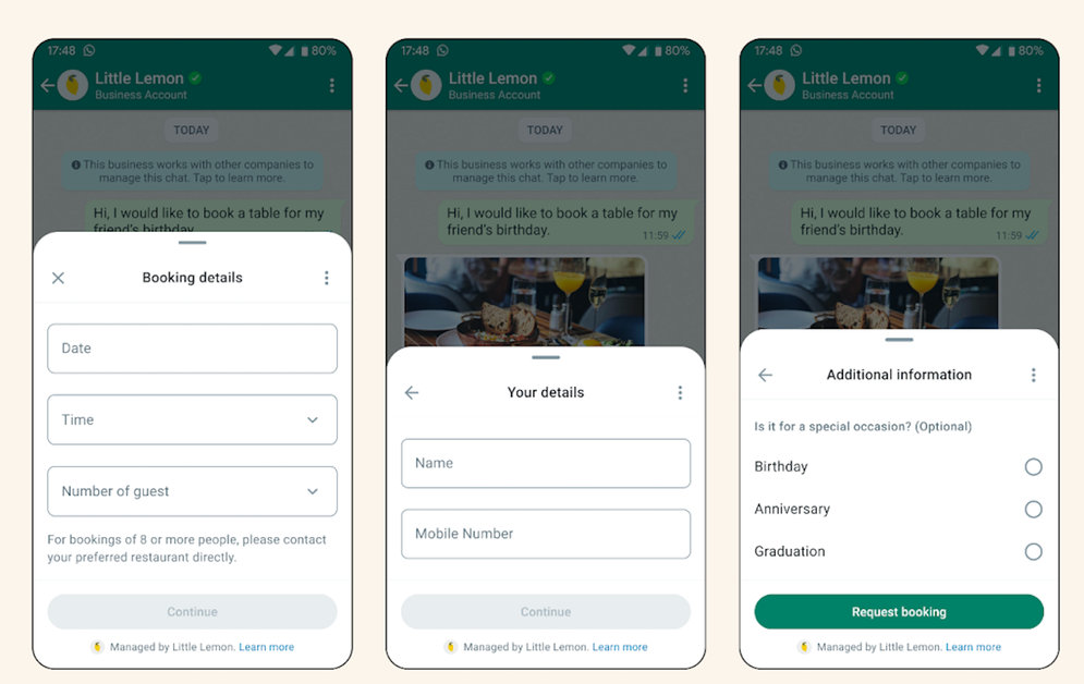 Appointment booking details flow example