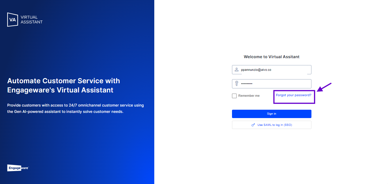 1a. If you are on the login screen, click on Forgot your password