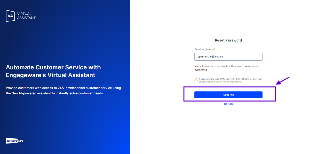1b. Click on the Send link button.